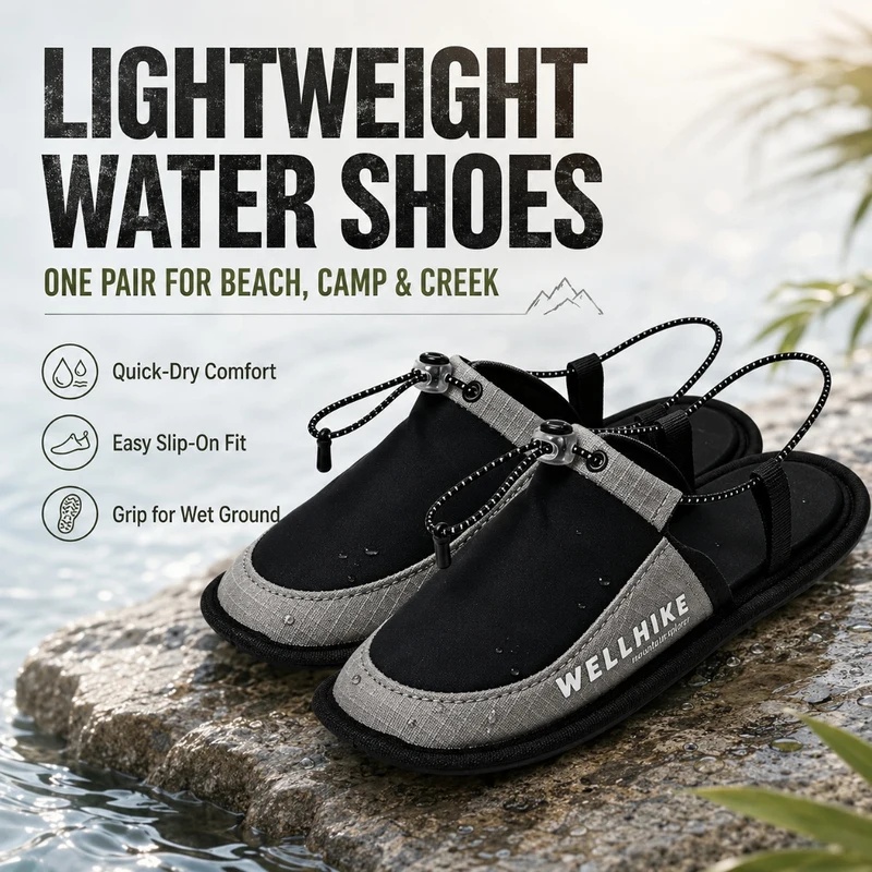Outdoor Adventure Shoes - รองเท้าแตะแห้งเร็วสำหรับตั้งแคมป์ รองเท้าแตะลุยน้ำ พับเก็บได้ รองเท้าสำหรับเดินทาง พกพาสะดวก ใช้ได้ที่ชายหาด