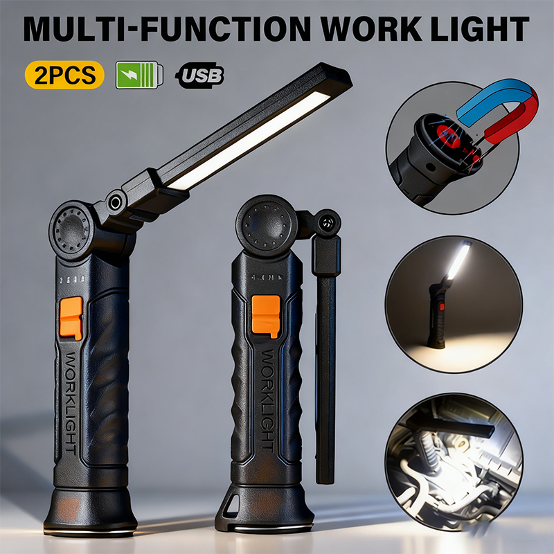 Outdoor Adventure Trips - ไฟฉาย LED แบบพกพา COB ชาร์จไฟผ่าน USB
