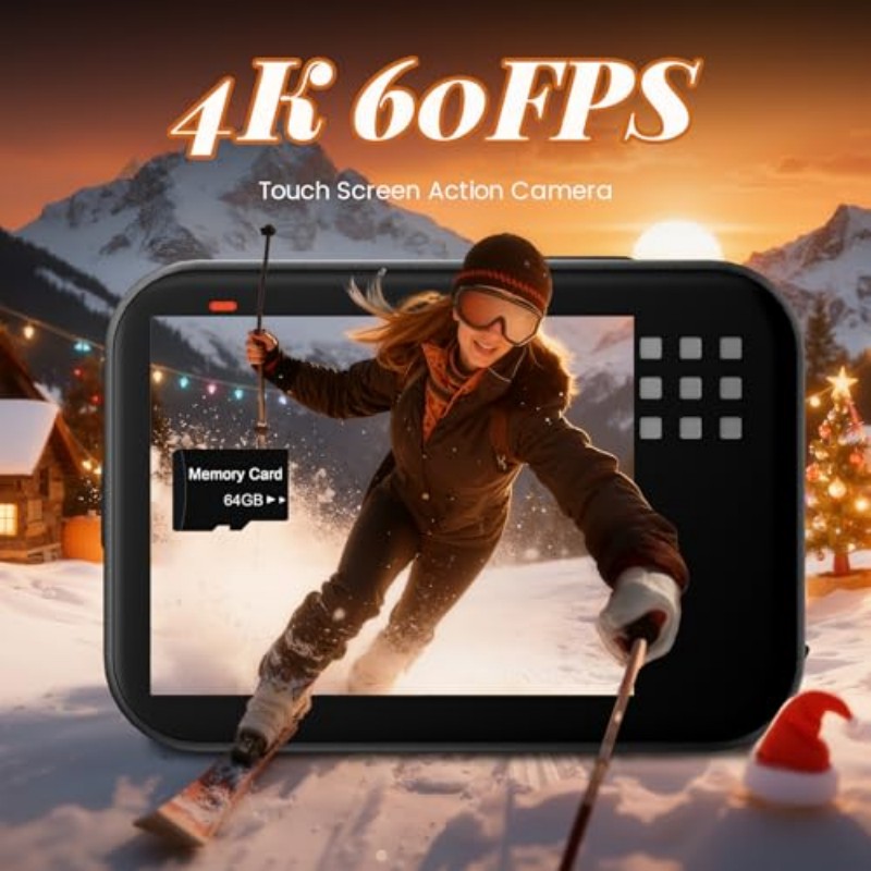 Outdoor Adventure Activities - กล้องติดตัวขนาดเล็ก, กล้องแอคชั่น 2K, พร้อมหน้าจอ, กล้อง POV