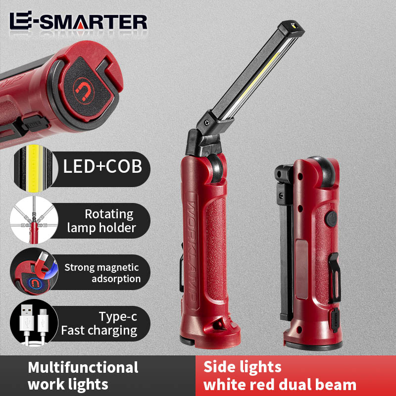 Outdoor Adventure Trips - COB LED ไฟทำงานแบบชาร์จไฟได้พับไฟฉายกลางแจ้งแคมป์ปิ้งซ่อมรถยนต์โคมไฟแบบพกพาพร้อมตะขอแขวนแม่เหล็ก