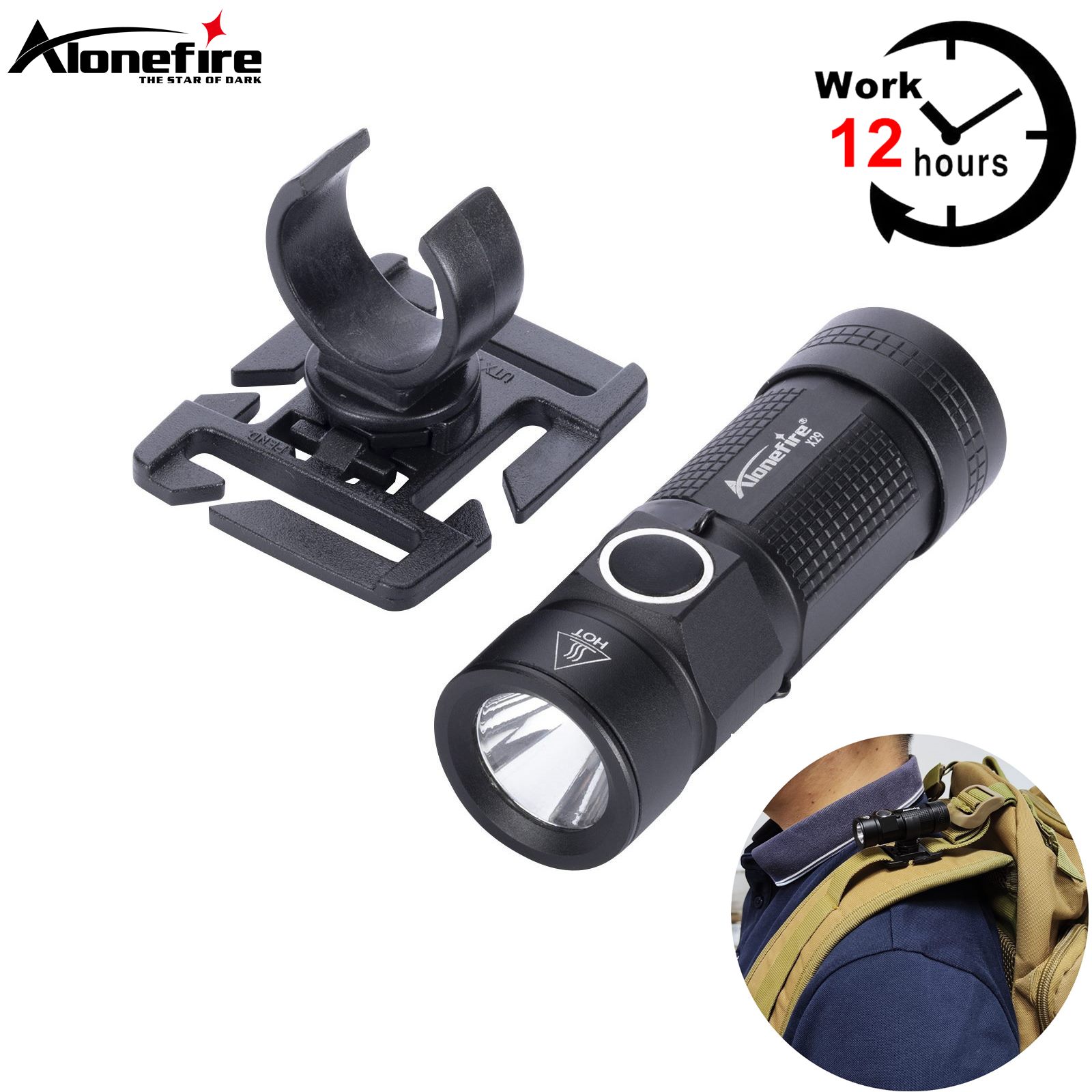 Outdoor Adventure With No Backpack - ห่วงหนีบรูปตัว U 360หมุนได้12ชั่วโมงทำงาน XPG ไฟฉายจิ๋วแบบพกพากลางแจ้งกระเป๋าเป้สะพายหลังหมวกกระเป๋าเดินป่าไฟฉาย C123A